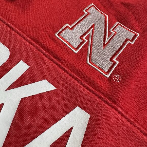 Nebraska Cornhuskers Fleece Hoodie Men’s  XXL Red Logo Spellout Captivating New - Picture 3 of 11